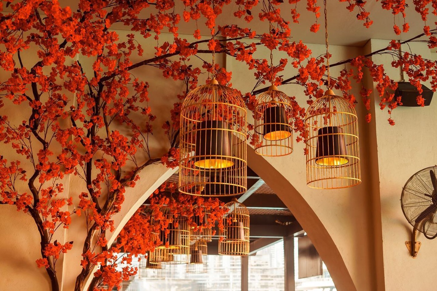 artificial cherry blossom in restraunt